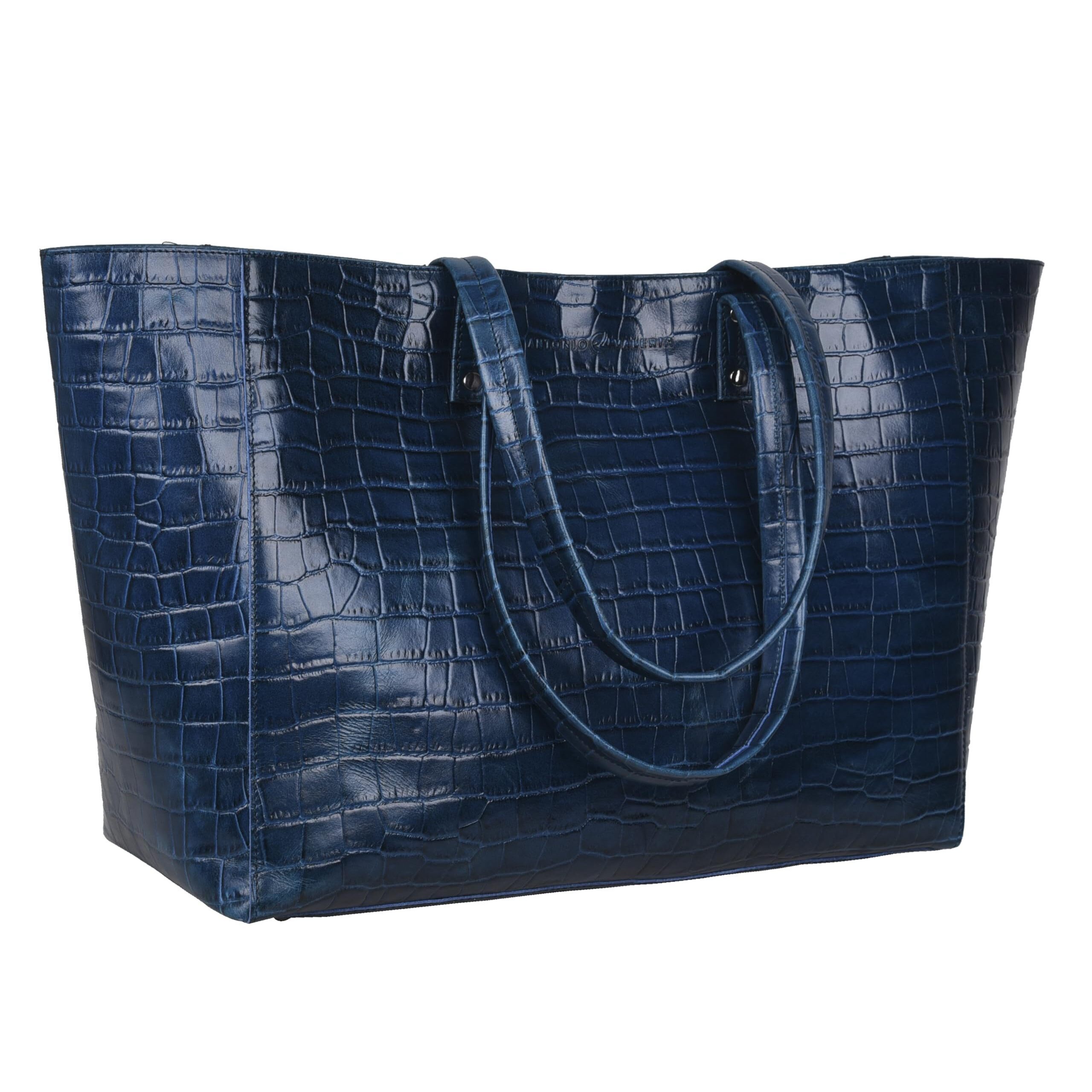 9175 Avery Blue Leather Tote/Top Handle Shoulder Bag